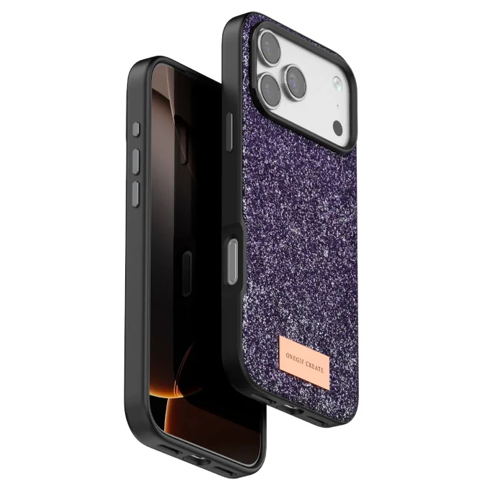 Mey İthalat®  Apple iPhone 17 Pro Bright Simli Kapak - Derin Mor