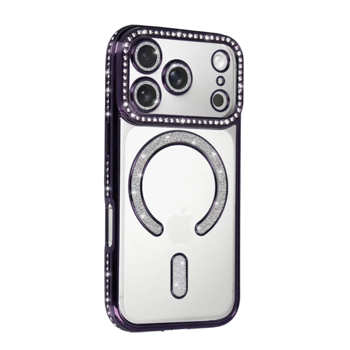 Mey İthalat®  Apple iPhone 17 Pro Joke Simli Magneticsafe Kılıf - Derin Mor