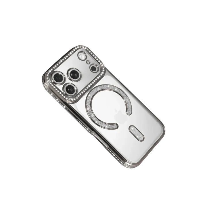 Mey İthalat®   iPhone 17 Pro Joke Simli Magneticsafe Kılıf - Gümüş