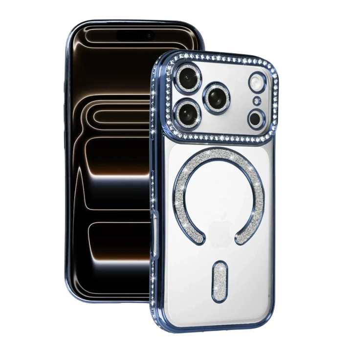Mey İthalat®   iPhone 17 Pro Joke Simli Magneticsafe Kılıf - Mavi