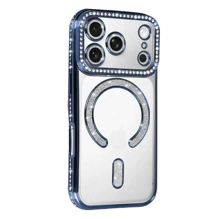 Mey İthalat®   iPhone 17 Pro Joke Simli Magneticsafe Kılıf - Mavi