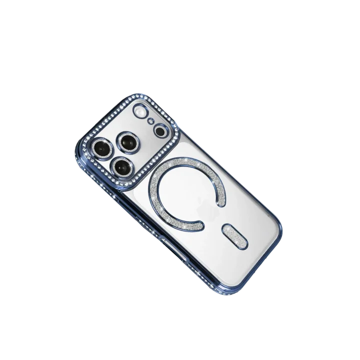 Mey İthalat®   iPhone 17 Pro Joke Simli Magneticsafe Kılıf - Mavi