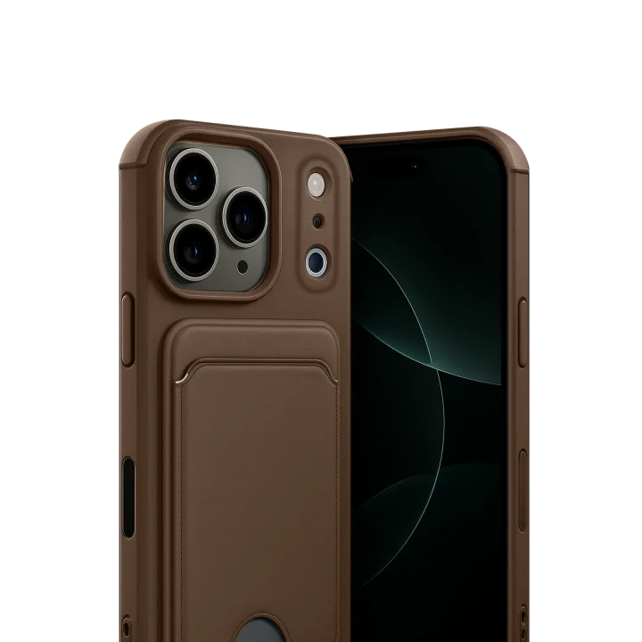 Mey İthalat®  Apple iPhone 17 Pro Kelvin Kartvizitli Silikon - Kahverengi