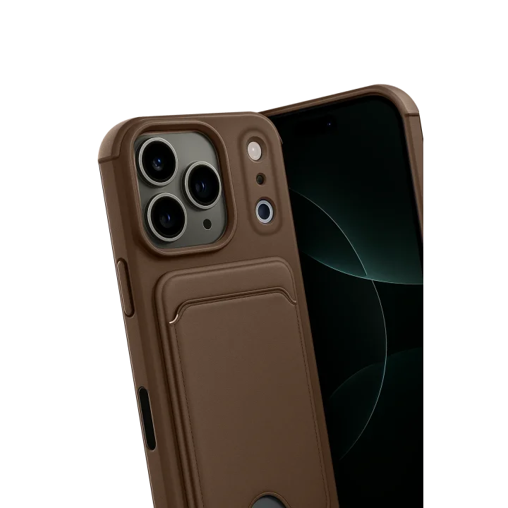 Mey İthalat®  Apple iPhone 17 Pro Kelvin Kartvizitli Silikon - Kahverengi