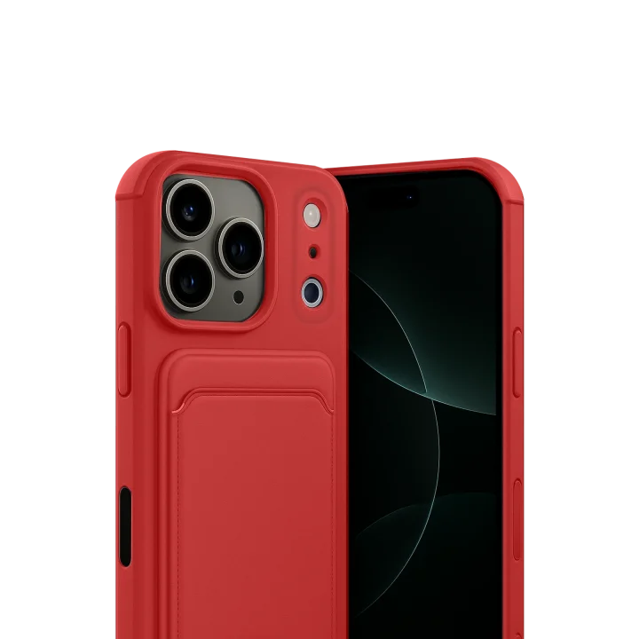 Mey İthalat®  Apple iPhone 17 Pro Kelvin Kartvizitli Silikon - Kırmızı