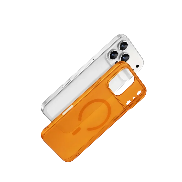 Mey İthalat®  Apple iPhone 17 Pro Max Combo Sert Şeffaf Magsafe Kapak - Turuncu