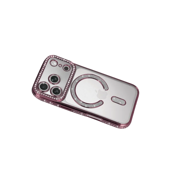 Mey İthalat®  Apple iPhone 17 Pro Max Joke Simli Magneticsafe Kılıf - Pembe