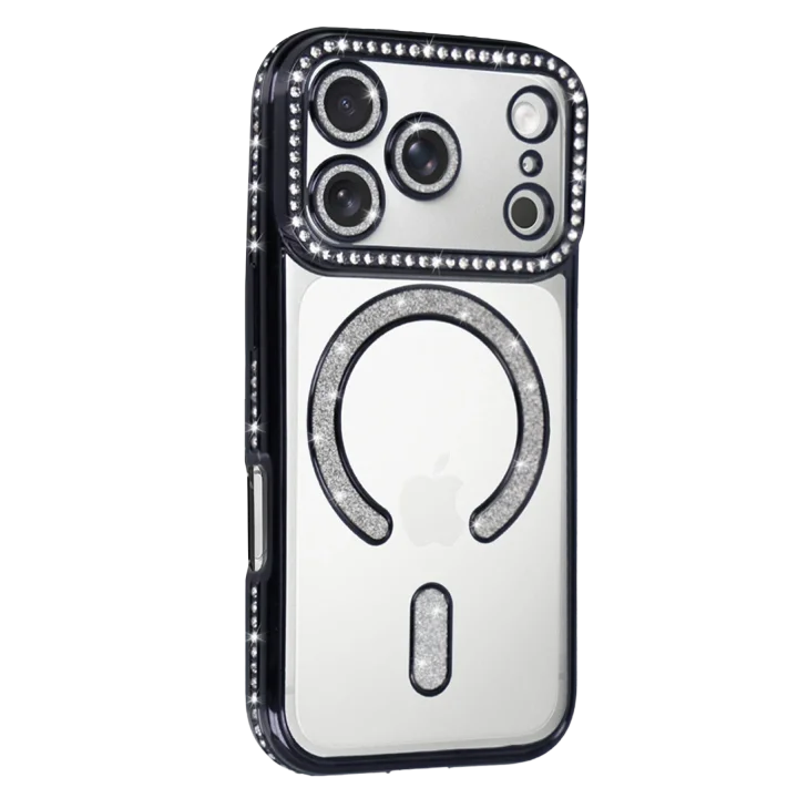 Mey İthalat®  Apple iPhone 17 Pro Max Joke Simli Magneticsafe Kılıf - Siyah