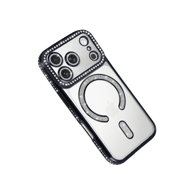 Mey İthalat®  Apple iPhone 17 Pro Max Joke Simli Magneticsafe Kılıf - Siyah