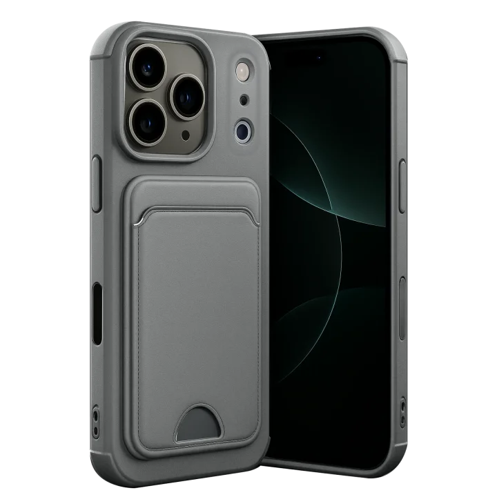 Mey İthalat®  Apple iPhone 17 Pro Max Kelvin Kartvizitli Silikon - Gri