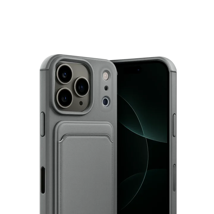 Mey İthalat®  Apple iPhone 17 Pro Max Kelvin Kartvizitli Silikon - Gri