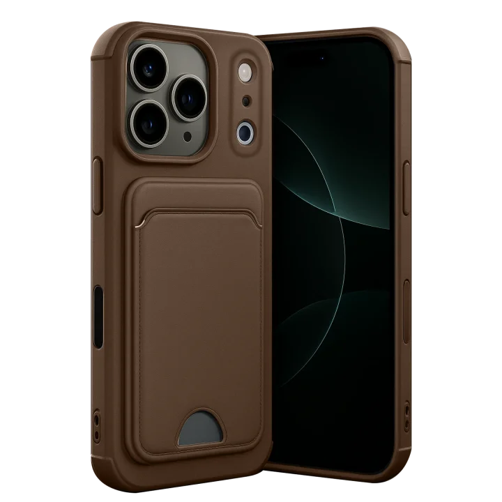 Mey İthalat®   iPhone 17 Pro Max Kelvin Kartvizitli Silikon - Kahverengi