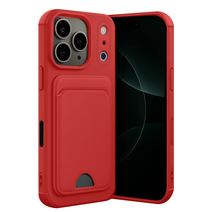 Mey İthalat®  Apple iPhone 17 Pro Max Kelvin Kartvizitli Silikon - Kırmızı