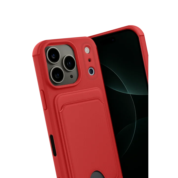 Mey İthalat®  Apple iPhone 17 Pro Max Kelvin Kartvizitli Silikon - Kırmızı