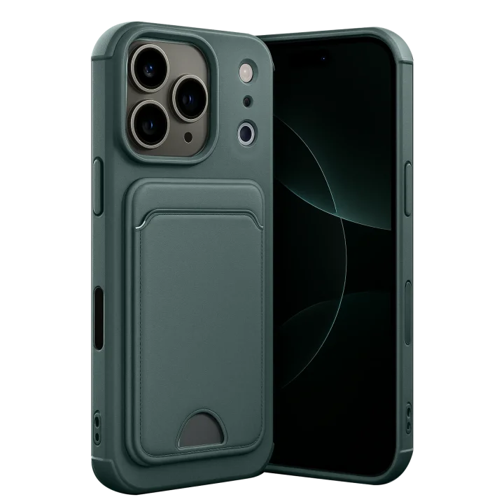 Mey İthalat®  Apple iPhone 17 Pro Max Kelvin Kartvizitli Silikon - Koyu Yeşil