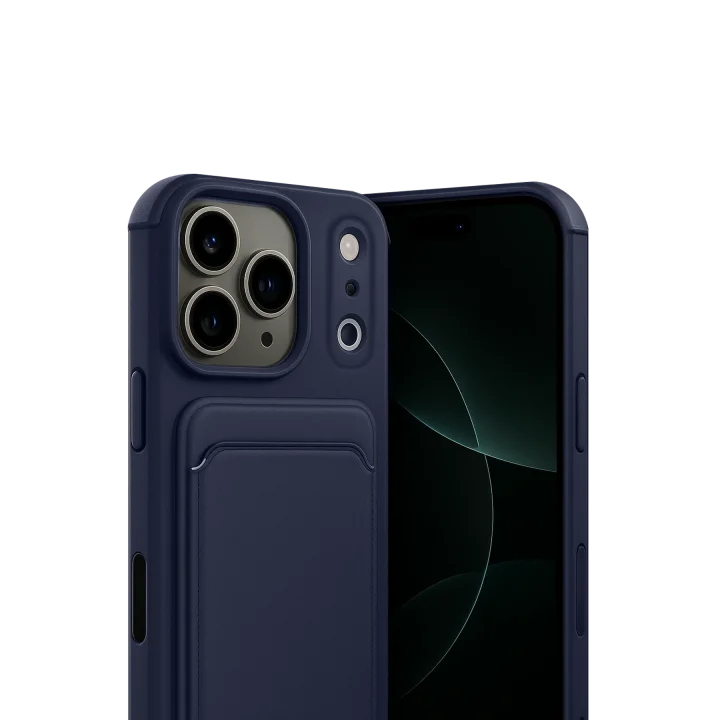 Mey İthalat®   iPhone 17 Pro Max Kelvin Kartvizitli Silikon - Lacivert