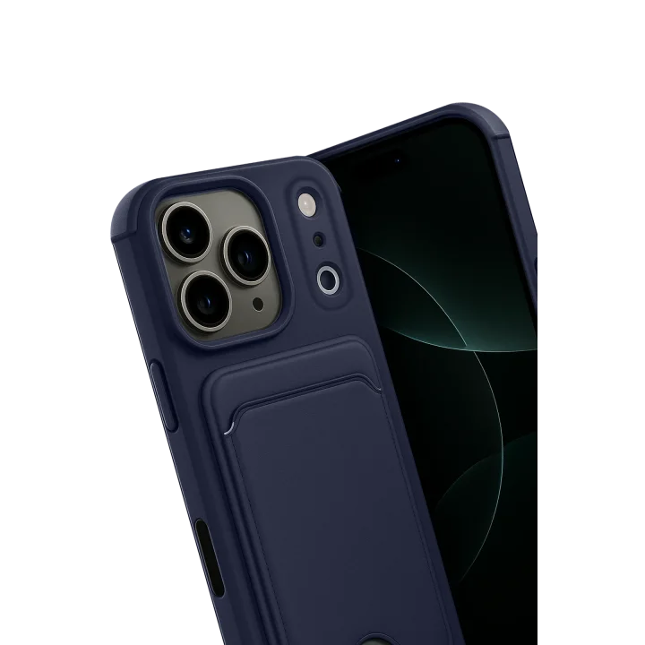 Mey İthalat®   iPhone 17 Pro Max Kelvin Kartvizitli Silikon - Lacivert