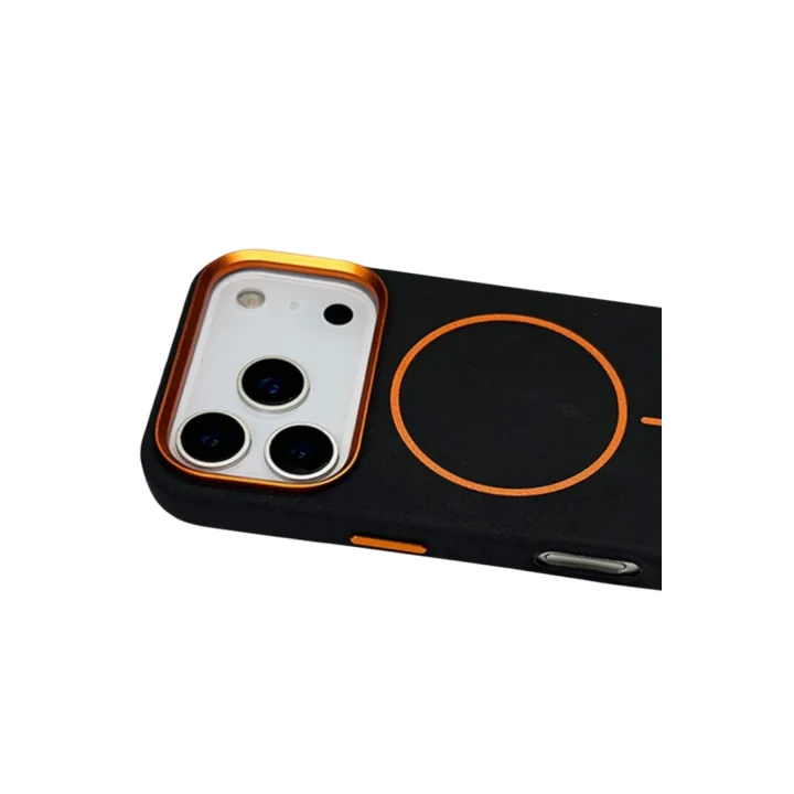 Mey İthalat®   iPhone 17 Pro Max Luno Deri Magsafe Kapak - Siyah