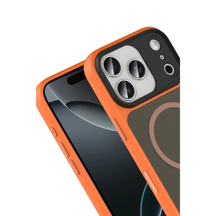 Mey İthalat®   iPhone 17 Pro Max Megane Magsafe Kapak - Turuncu
