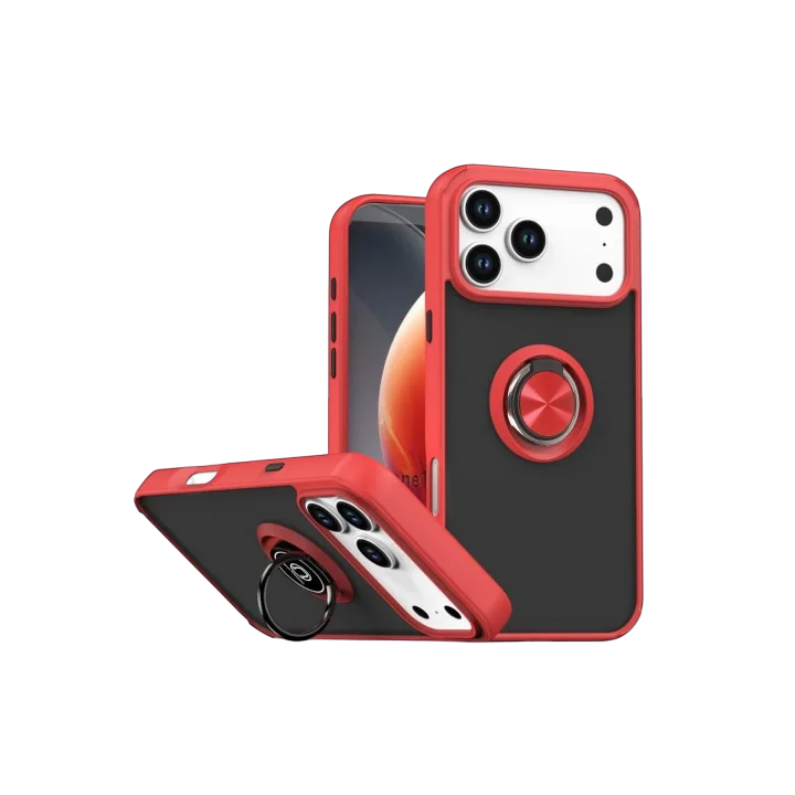 Mey İthalat®   iPhone 17 Pro Max Montreal Yüzüklü Silikon Kapak - Kırmızı