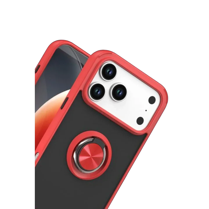 Mey İthalat®   iPhone 17 Pro Max Montreal Yüzüklü Silikon Kapak - Kırmızı