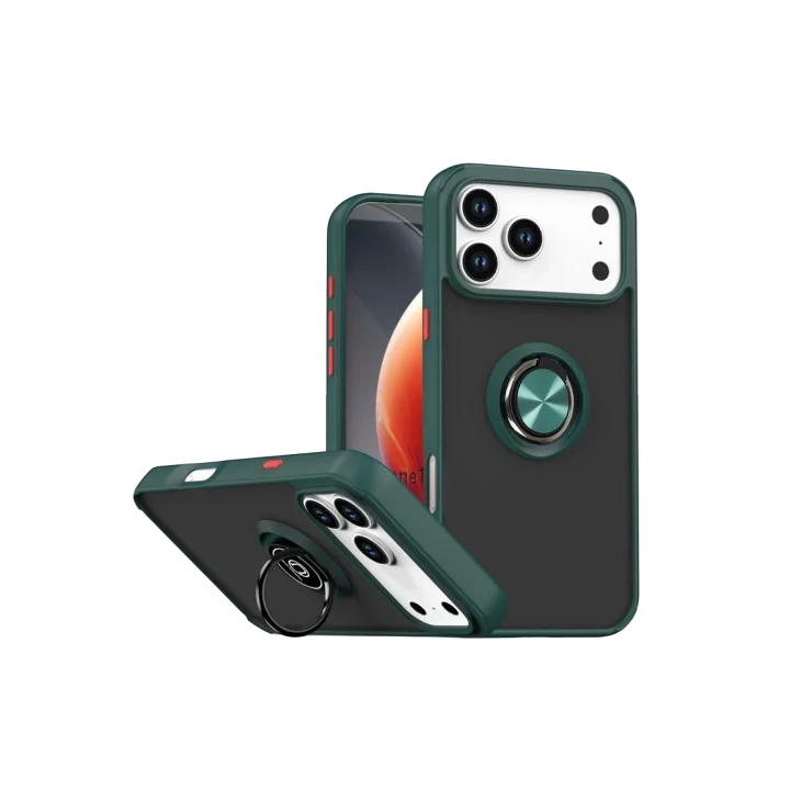 Mey İthalat®   iPhone 17 Pro Max Montreal Yüzüklü Silikon Kapak - Yeşil