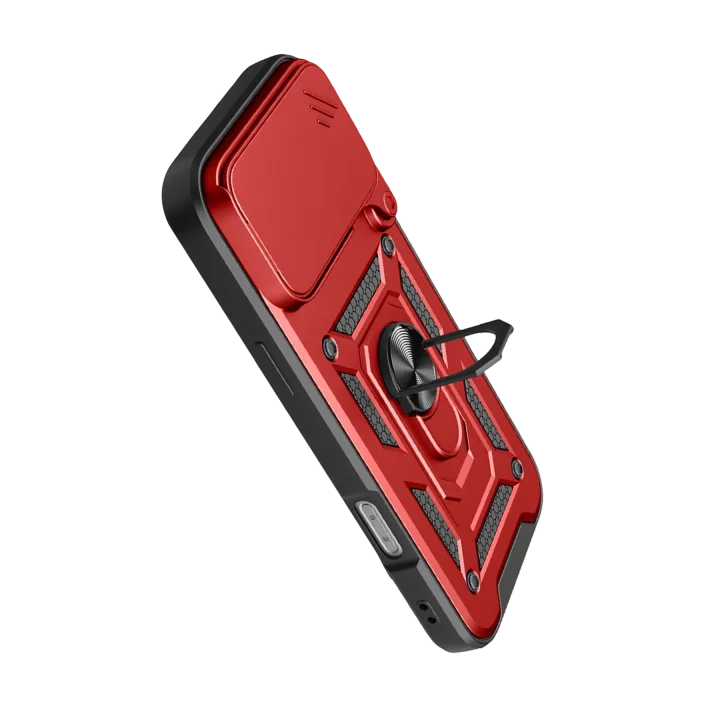 Mey İthalat®  Apple iPhone 17 Pro Max Pars Lens Yüzüklü Silikon - Kırmızı