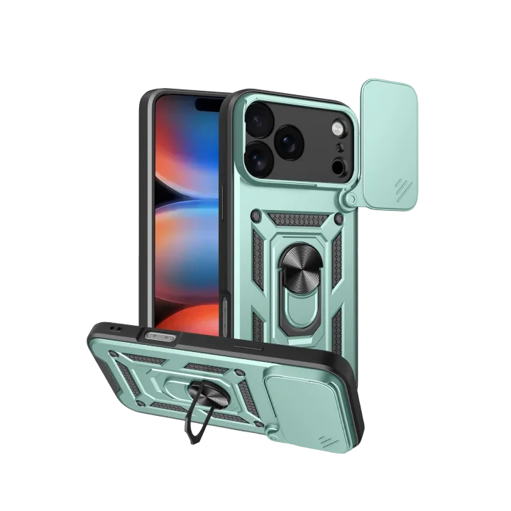 Mey İthalat®  Apple iPhone 17 Pro Max Pars Lens Yüzüklü Silikon - Yeşil