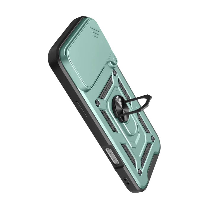 Mey İthalat®  Apple iPhone 17 Pro Max Pars Lens Yüzüklü Silikon - Yeşil