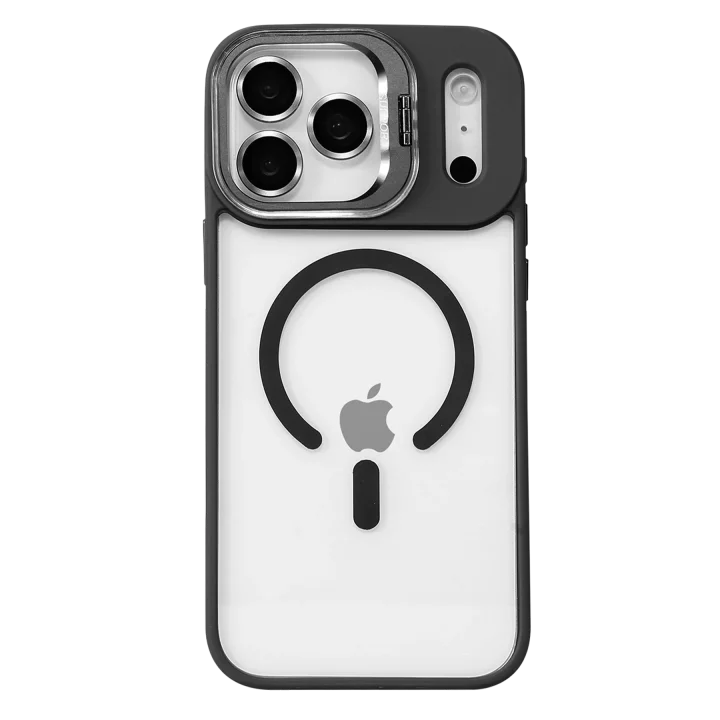 Mey İthalat®   iPhone 17 Pro Max Remim Lensli Magsafe Standlı Kapak - Siyah
