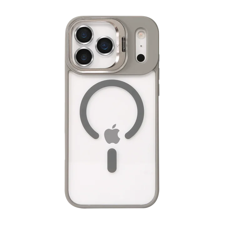 Mey İthalat®   iPhone 17 Pro Max Remim Lensli Magsafe Standlı Kapak - Titan Gri