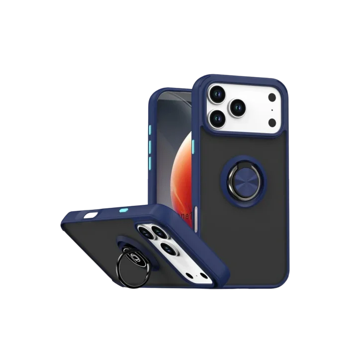 Mey İthalat®   iPhone 17 Pro Montreal Yüzüklü Silikon Kapak - Lacivert