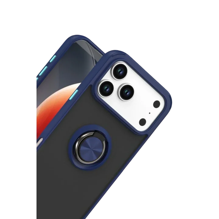 Mey İthalat®   iPhone 17 Pro Montreal Yüzüklü Silikon Kapak - Lacivert