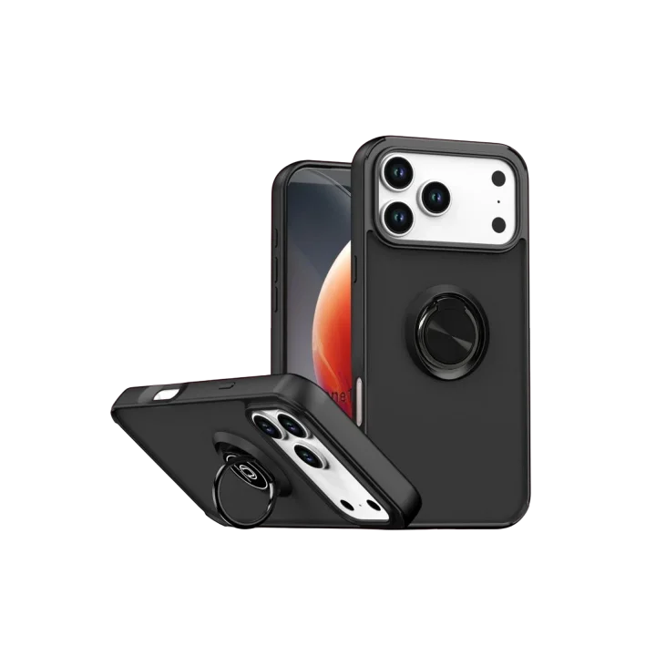 Mey İthalat®   iPhone 17 Pro Montreal Yüzüklü Silikon Kapak - Siyah