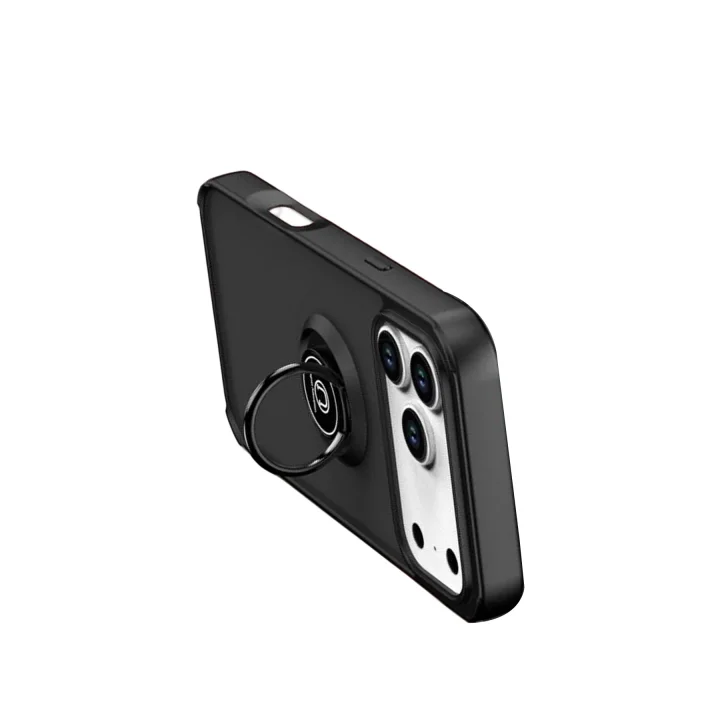 Mey İthalat®   iPhone 17 Pro Montreal Yüzüklü Silikon Kapak - Siyah
