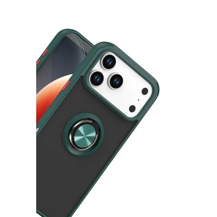 Mey İthalat®   iPhone 17 Pro Montreal Yüzüklü Silikon Kapak - Yeşil