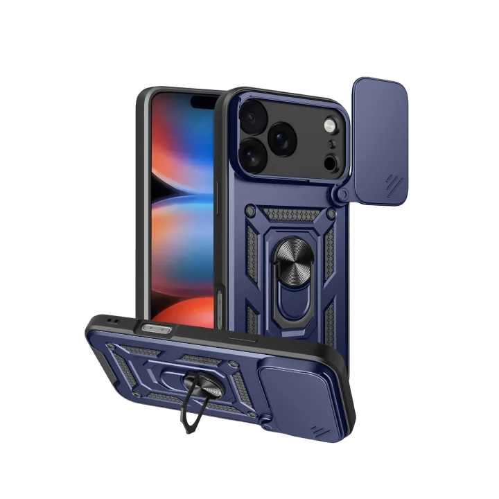 Mey İthalat®   iPhone 17 Pro Pars Lens Yüzüklü Silikon - Lacivert