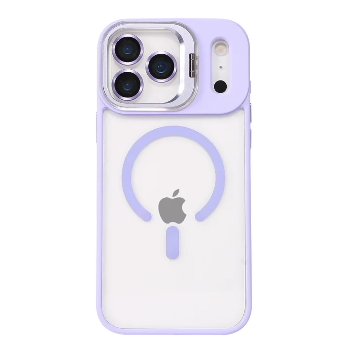 Mey İthalat®   iPhone 17 Pro Remim Lensli Magsafe Standlı Kapak - Lila