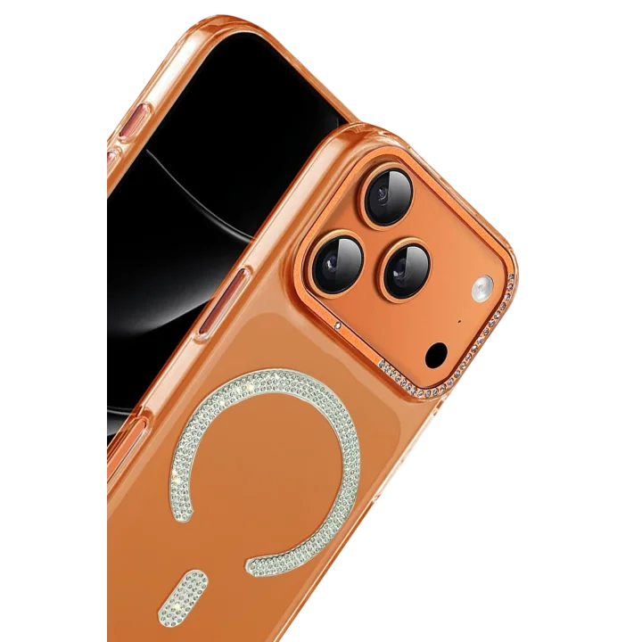 Mey İthalat®   iPhone 17 Pro Tash Diamond Magsafe Kapak - Turuncu