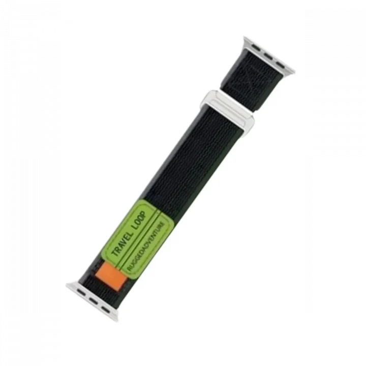 Mey İthalat®  Apple Watch 38mm Alice Kumaş Kordon - Yeşil-Gri