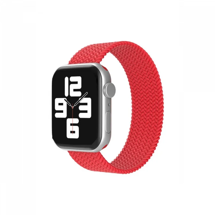 Mey İthalat®  Apple Watch 38mm Ayarlı Solo Silikon Kordon - Kırmızı