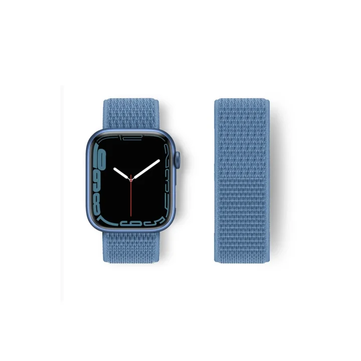Mey İthalat®  Apple Watch 38mm Hasırlı Cırtcırtlı Kordon - Mavi