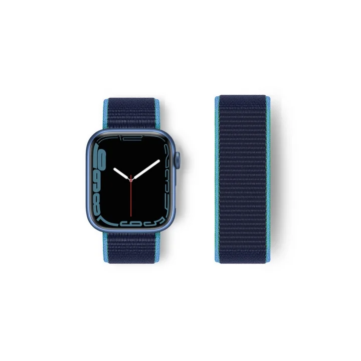 Mey İthalat®  Apple Watch 38mm Hasırlı Cırtcırtlı Kordon - Mavi-Lacivert