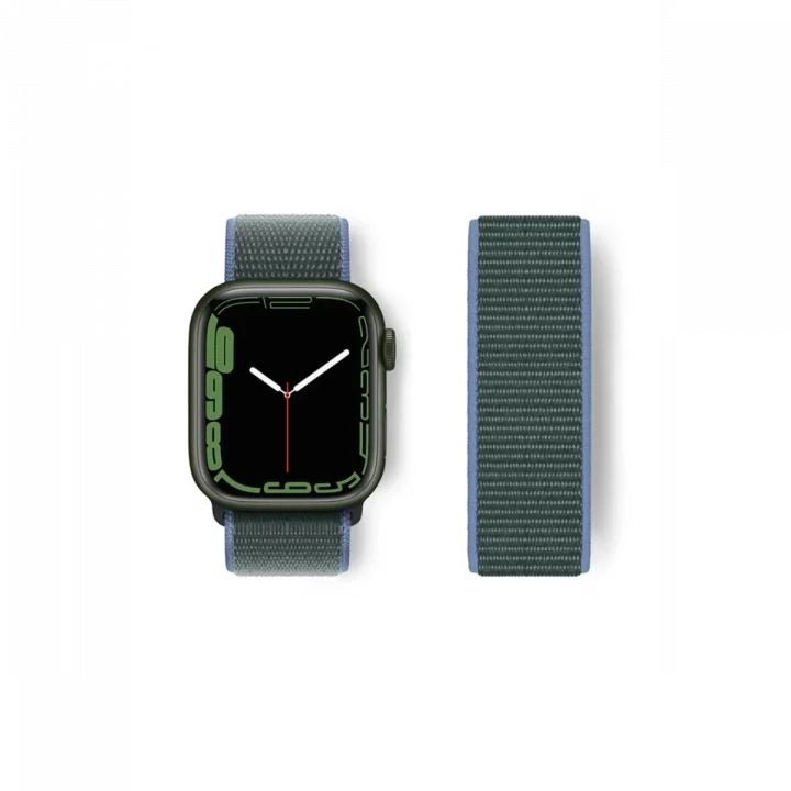 Mey İthalat®  Apple Watch 38mm Hasırlı Cırtcırtlı Kordon - Mavi-Yeşil
