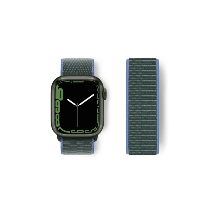 Mey İthalat®  Apple Watch 38mm Hasırlı Cırtcırtlı Kordon - Mavi-Yeşil
