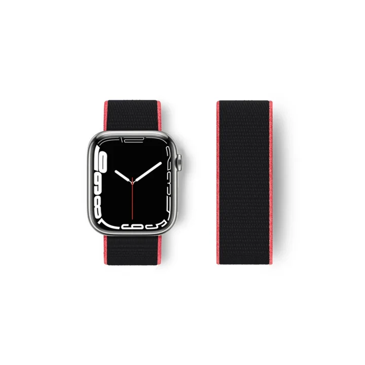 Mey İthalat®  Apple Watch 38mm Hasırlı Cırtcırtlı Kordon - Pembe-Siyah