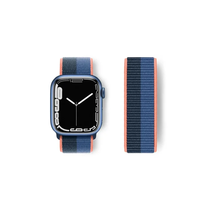 Mey İthalat®  Apple Watch 38mm Hasırlı Cırtcırtlı Kordon - Siyah-Mavi