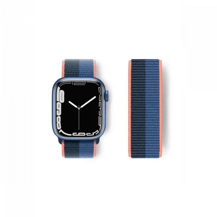 Mey İthalat®  Apple Watch 38mm Hasırlı Cırtcırtlı Kordon - Siyah-Mavi