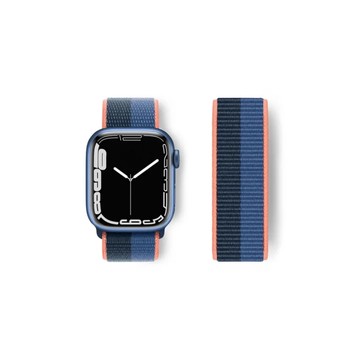 Mey İthalat®  Apple Watch 38mm Hasırlı Cırtcırtlı Kordon - Siyah-Mavi