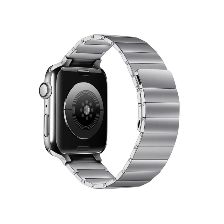 Mey İthalat®  Apple Watch 38mm KR404 Huks Kordon - Gümüş